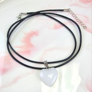 Natural Stone Heart Pendant Necklace​